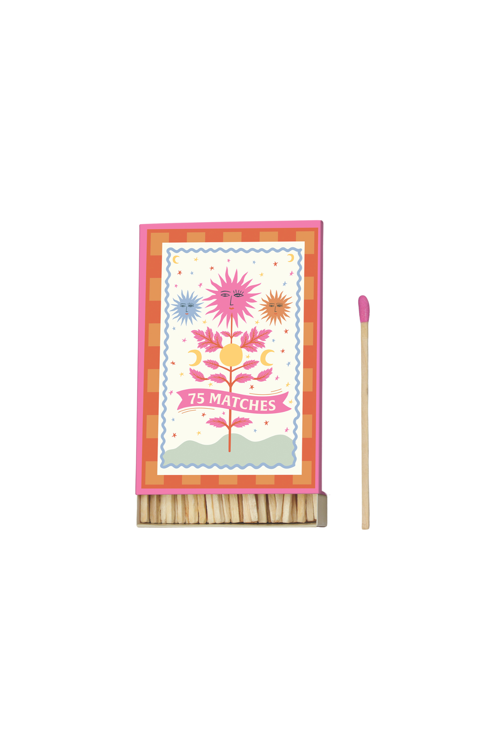 Adopo Sun tændstikæske, 75 tændstikker - Hot Pink